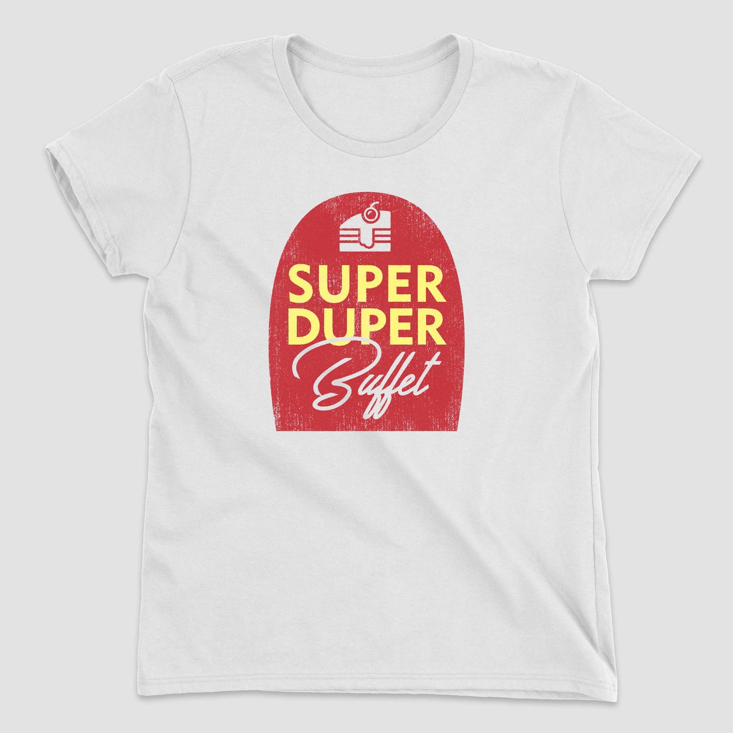 White Super Duper Buffet Women's T-Shirt by Snaxtime