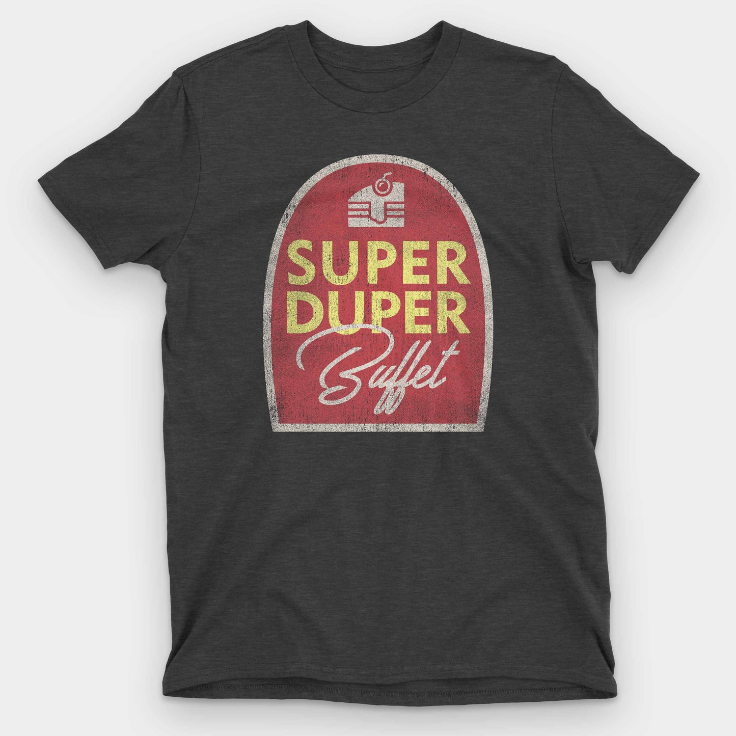 Heather Dark Grey Super Duper Buffet Graphic T-Shirt by Snaxtime