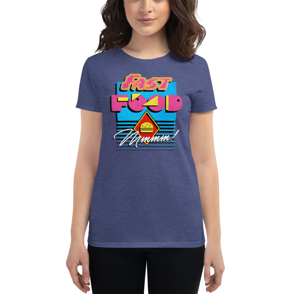 Heather Dark Grey 90s Fast Food Women's Graphic T-Shirt by Snaxtime