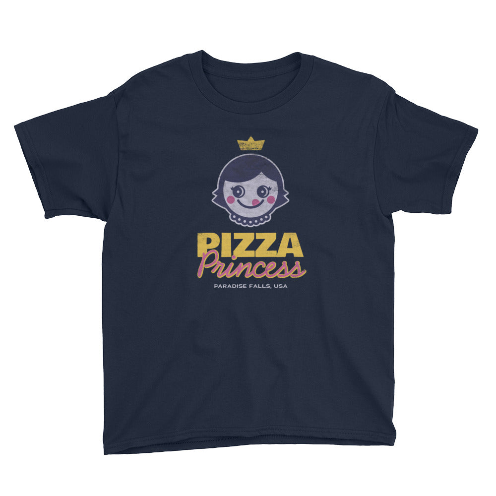 Navy Pizza Princess Youth Short Sleeve T-Shirt by Snaxtime