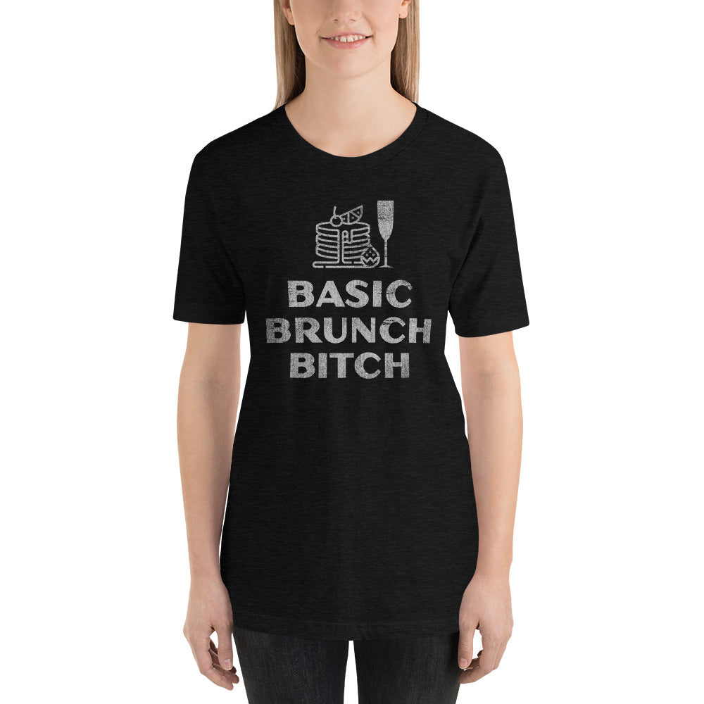 Black Heather Basic Brunch Bitch Graphic T-Shirt by Snaxtime