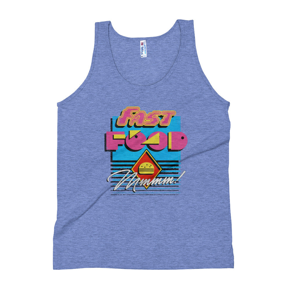 Athletic Blue 90s Fast Food Unisex Premium Tri Blend Tank Top by Snaxtime