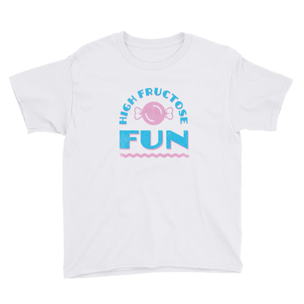 White High Fructose Fun Youth Short Sleeve T-Shirt by Snaxtime