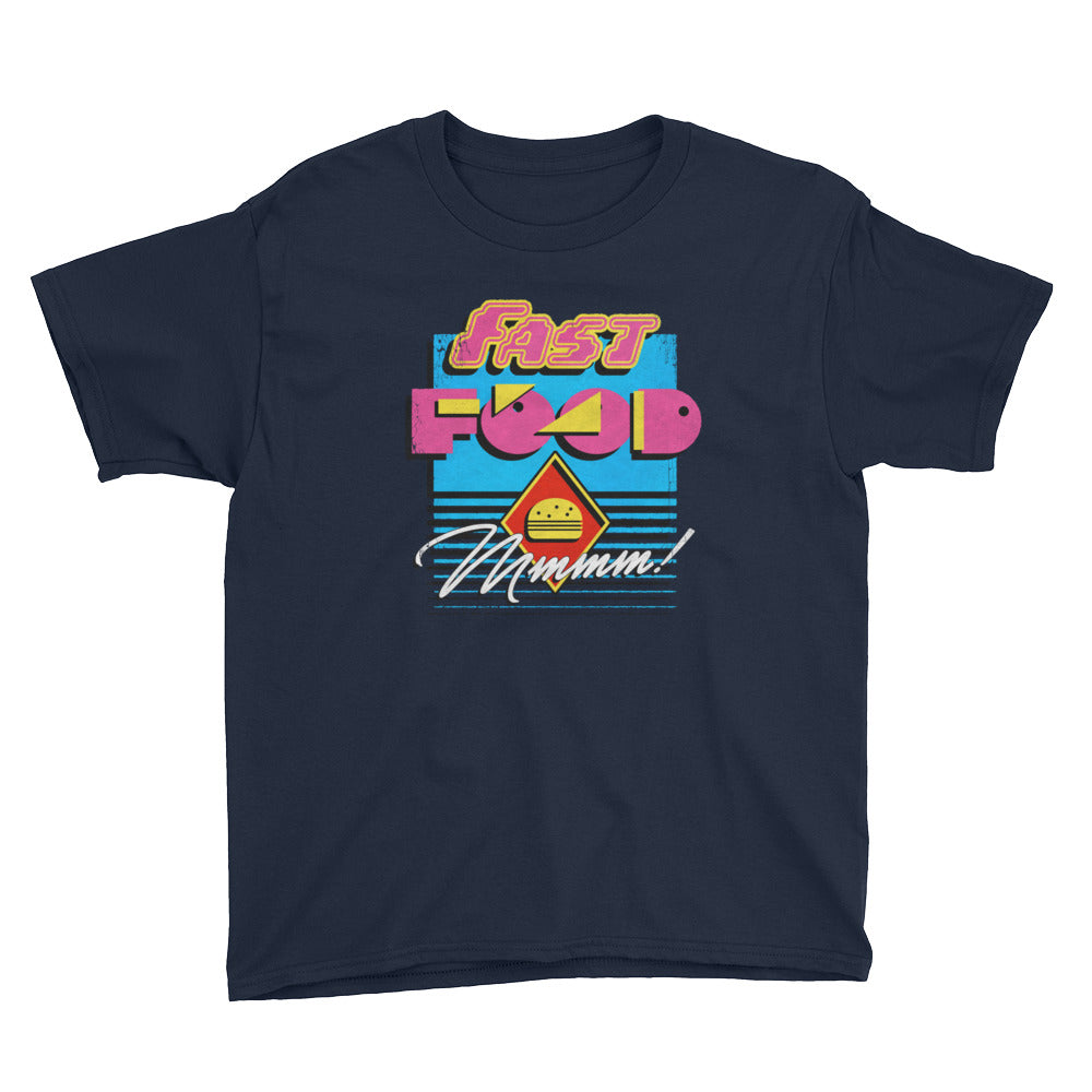 Navy 90s Fast Food Youth Short Sleeve T-Shirt by Snaxtime