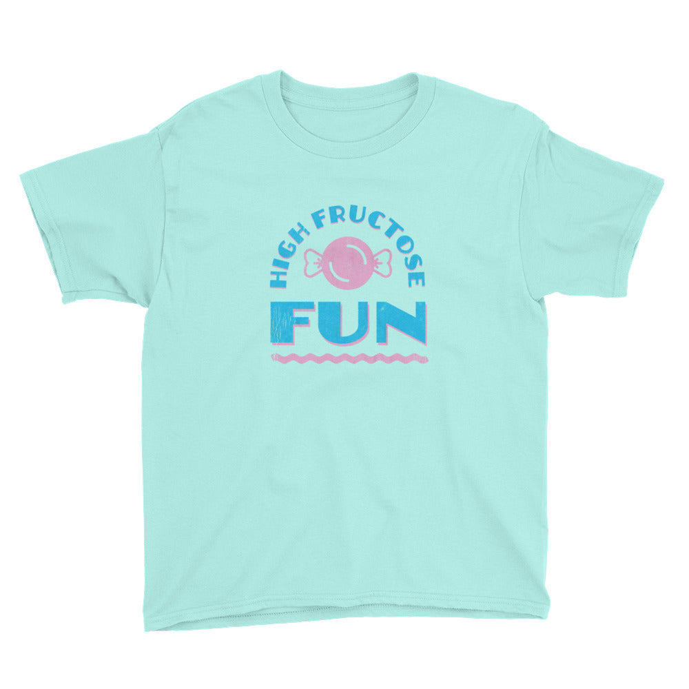 Teal Ice High Fructose Fun Youth Short Sleeve T-Shirt by Snaxtime