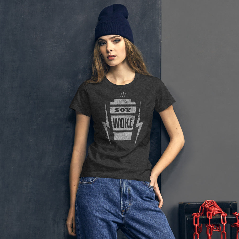Black Soy Woke Latte Women's Graphic T-Shirt by Snaxtime