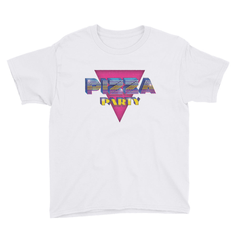White Pizza Party Youth Short Sleeve T-Shirt by Snaxtime