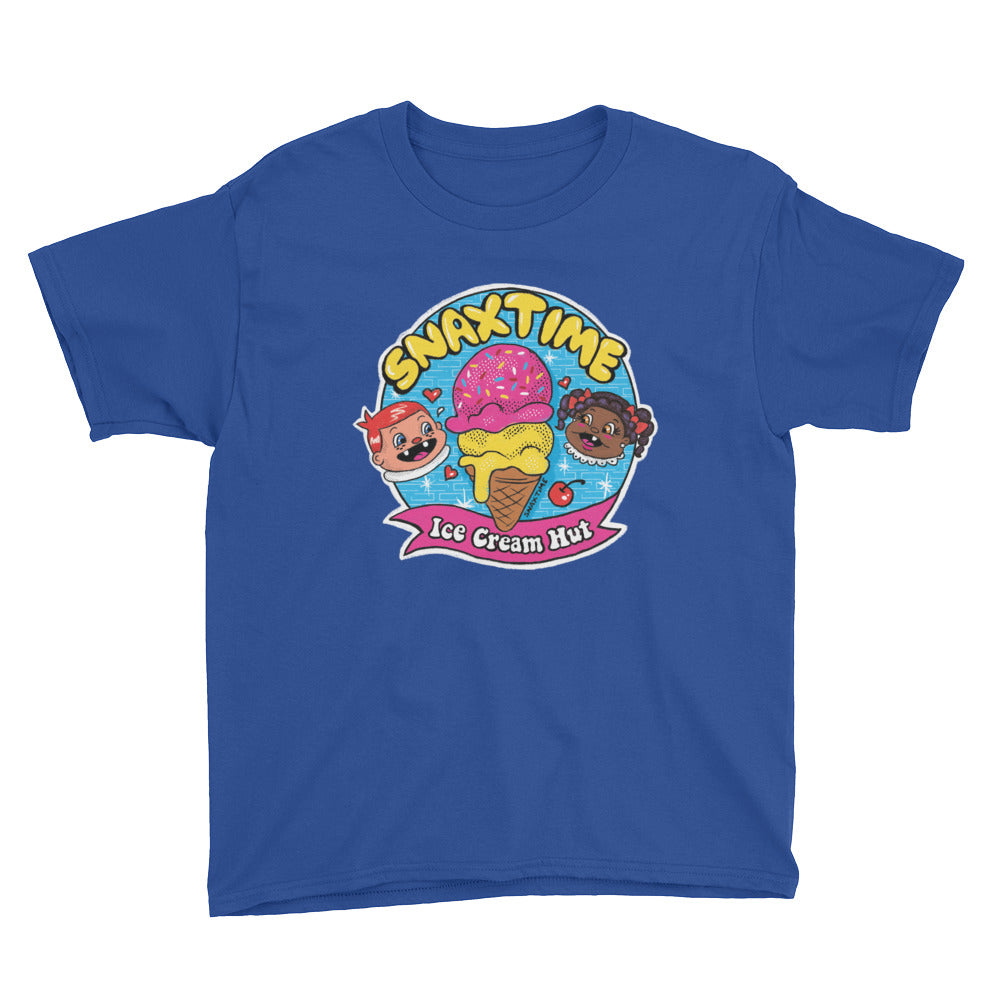 Royal Blue Snaxtime Ice Cream Hut Youth Short Sleeve T-Shirt by Snaxtime