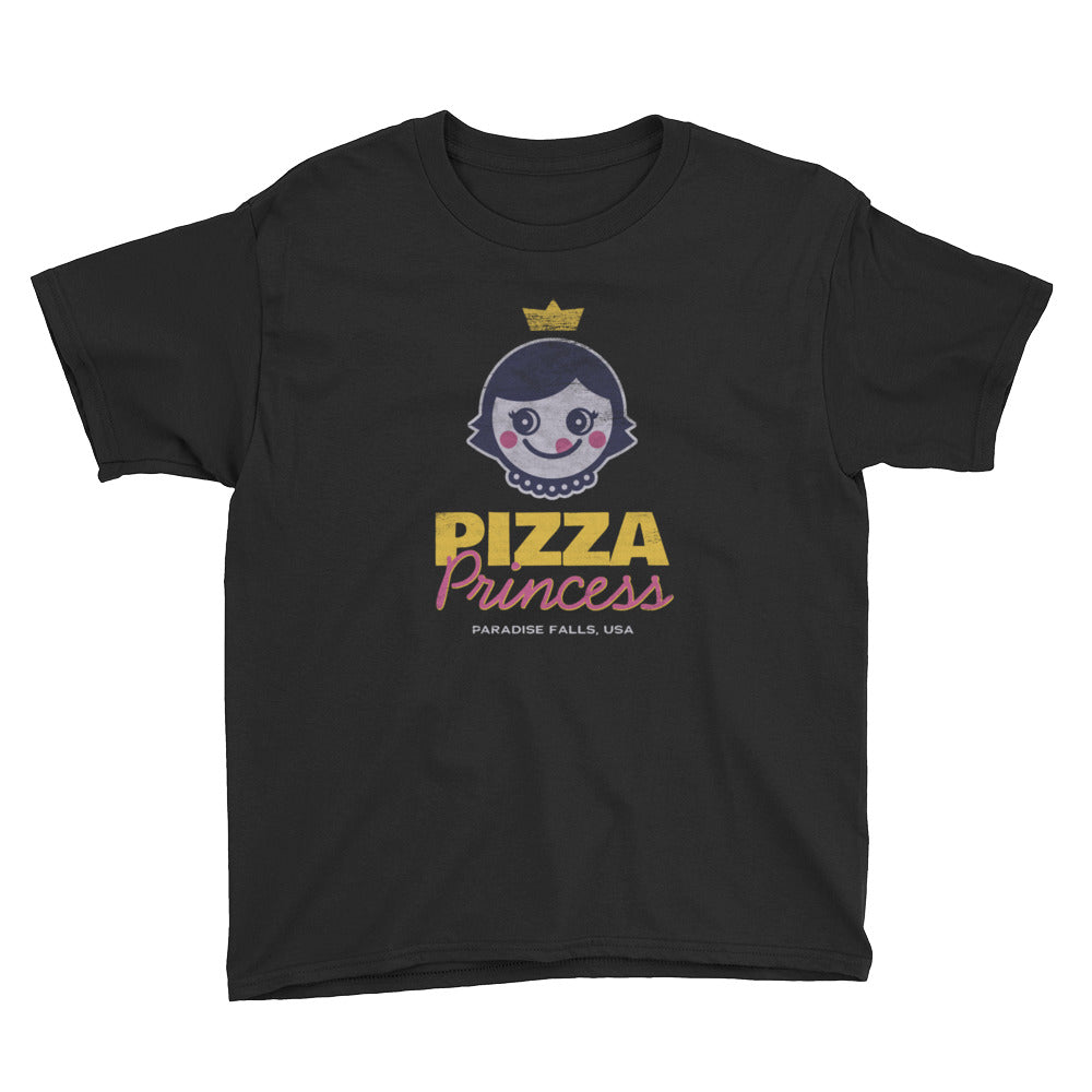 Black Pizza Princess Youth Short Sleeve T-Shirt by Snaxtime