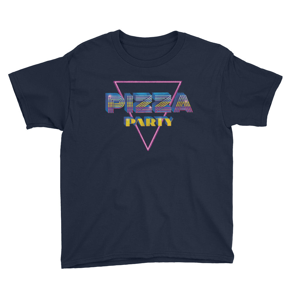 Navy Pizza Party Youth Short Sleeve T-Shirt by Snaxtime