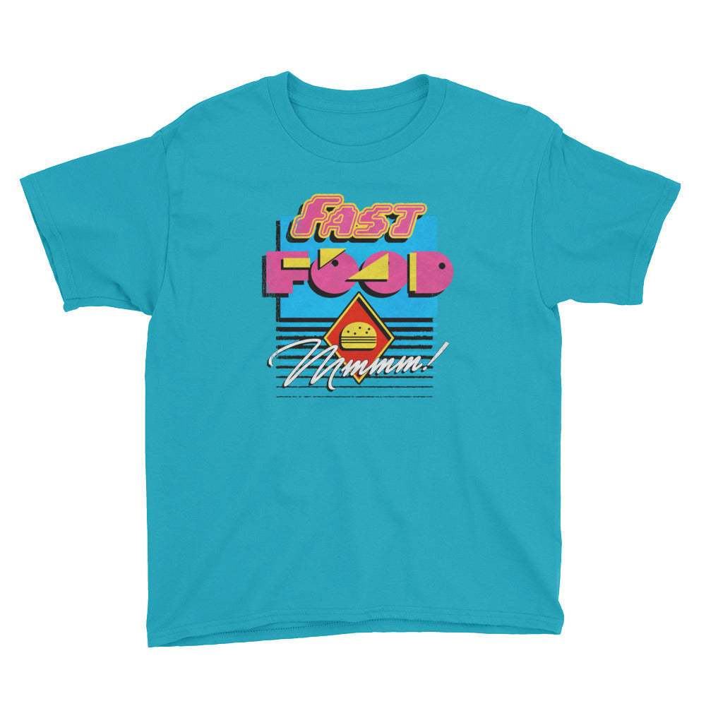 Caribbean Blue 90s Fast Food Youth Short Sleeve T-Shirt by Snaxtime