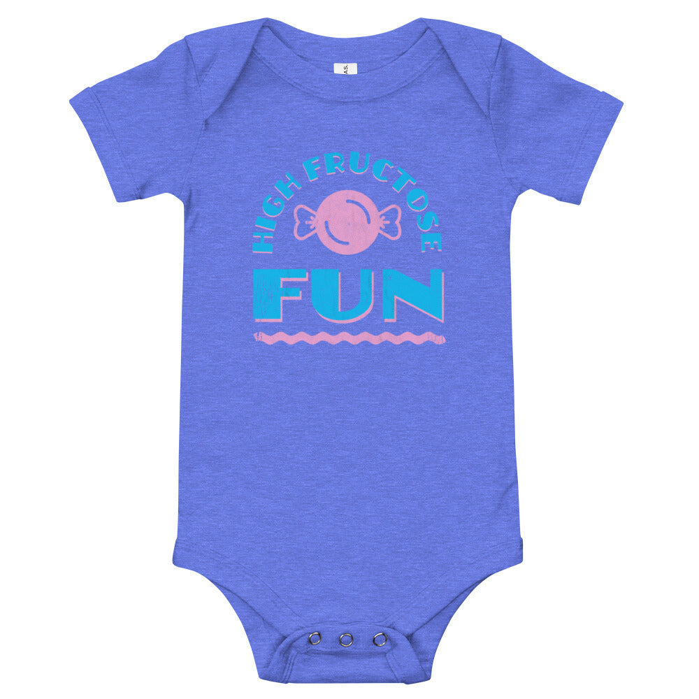Heather Columbia Blue High Fructose Fun Baby One-Piece Bodysuit by Snaxtime