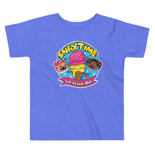 Heather Columbia Blue Snaxtime Ice Cream Hut Graphic Toddler T-Shirt by Snaxtime