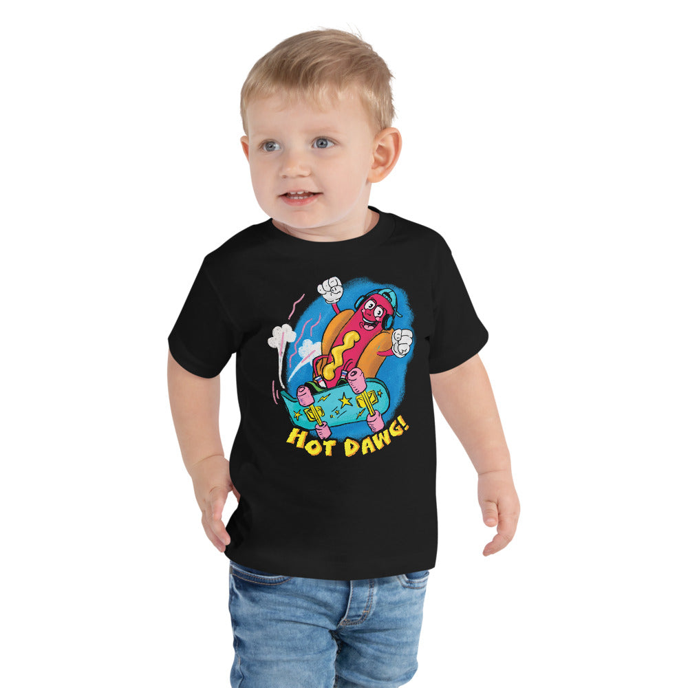 Retro Cartoon Hot Dog Toddler Graphic T-Shirt by Snaxtime