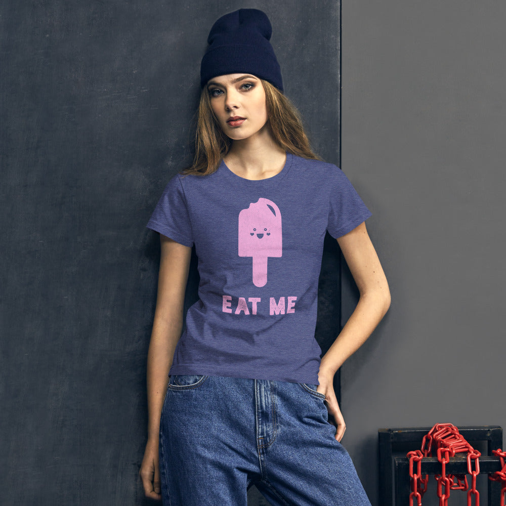 Heather Blue Eat Me Women's Graphic T-Shirt by Snaxtime