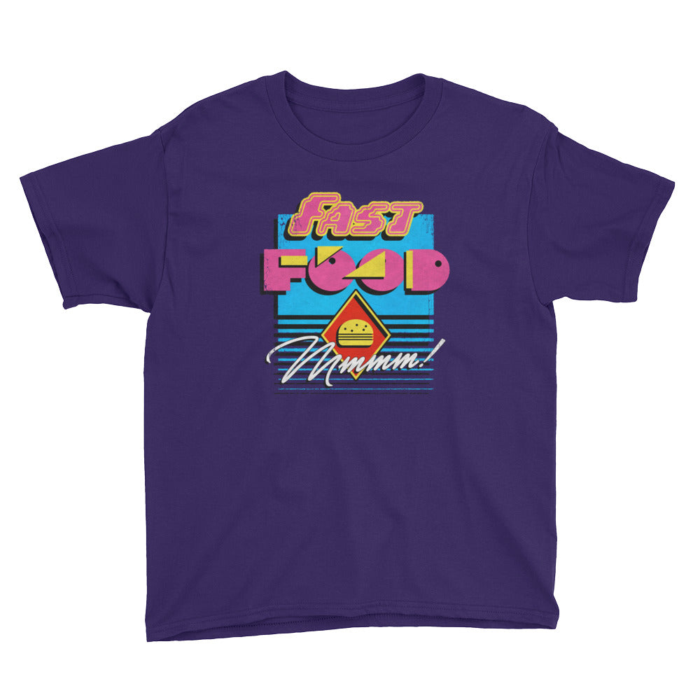 Purple 90s Fast Food Youth Short Sleeve T-Shirt by Snaxtime