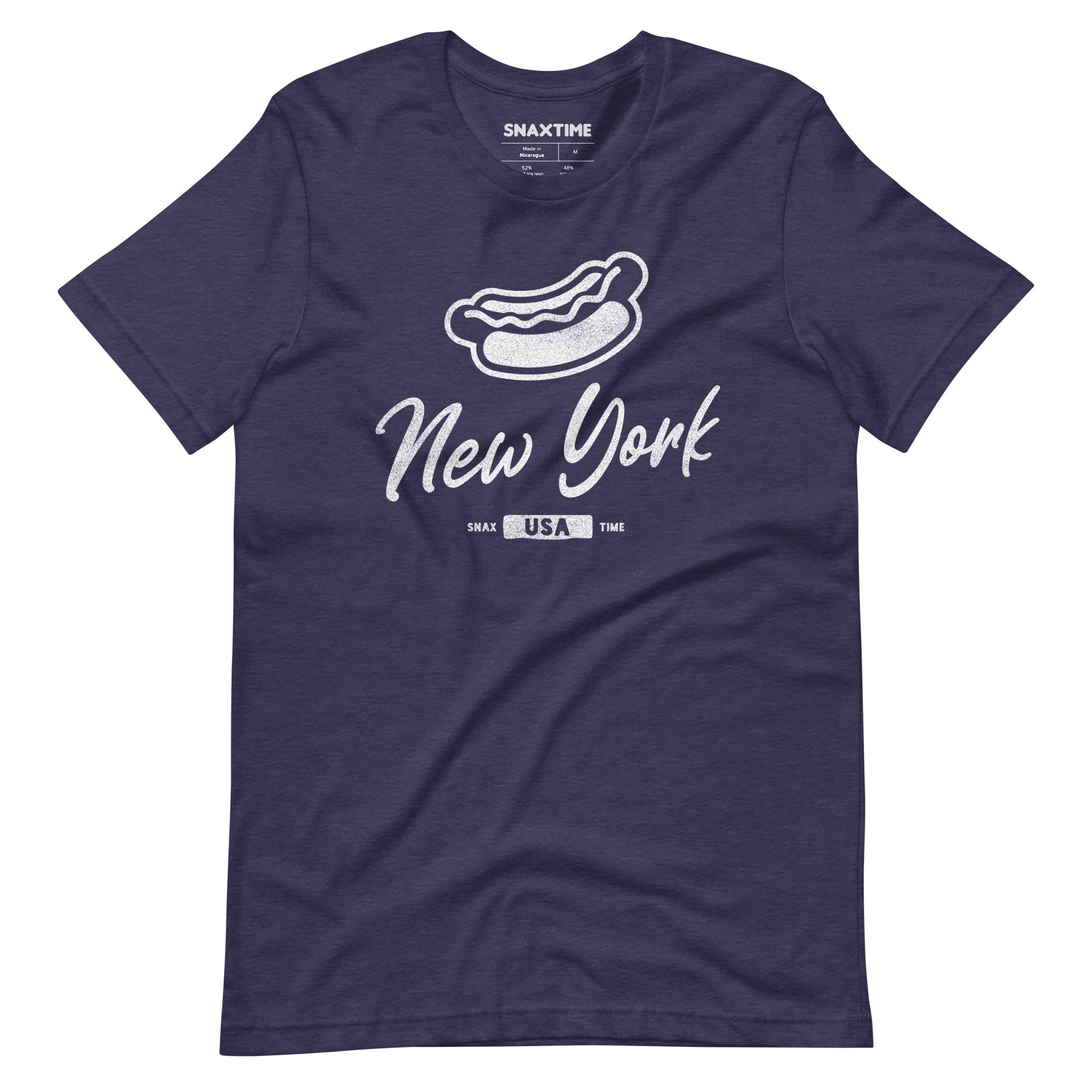 Heather Midnight Navy New York City Hot Dog Graphic T-Shirt by Snaxtime