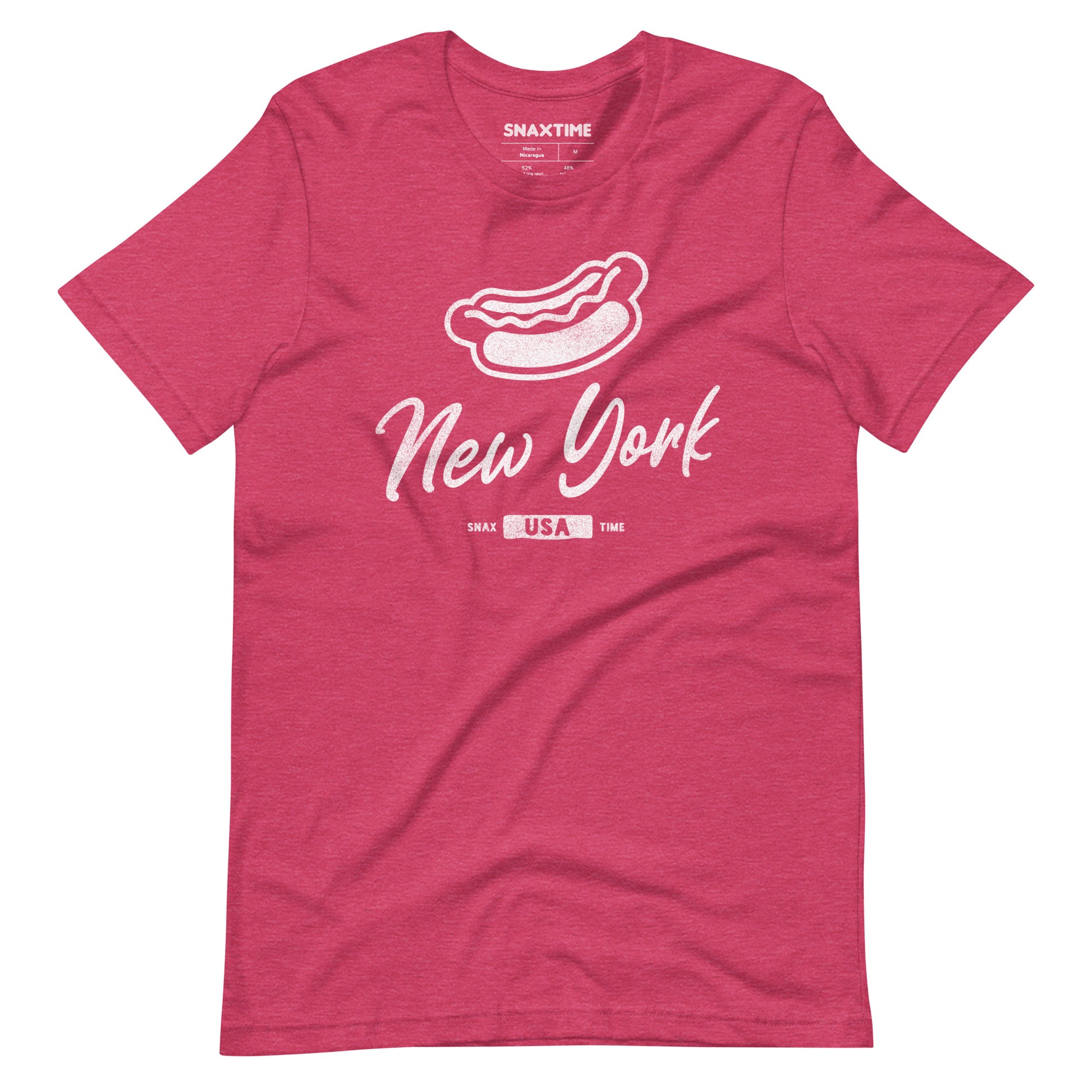 Heather Raspberry New York City Hot Dog Graphic T-Shirt by Snaxtime