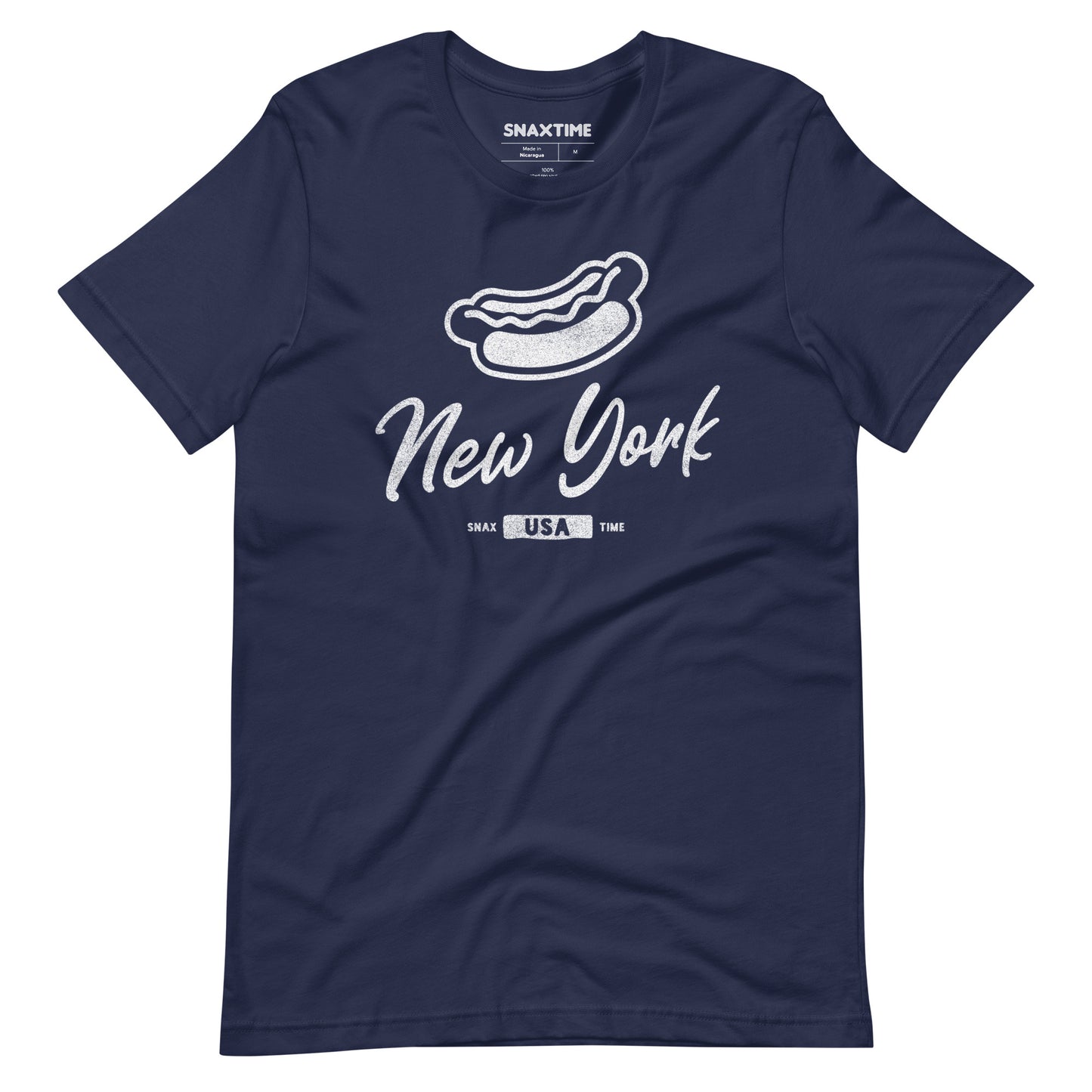 Navy New York City Hot Dog Graphic T-Shirt by Snaxtime