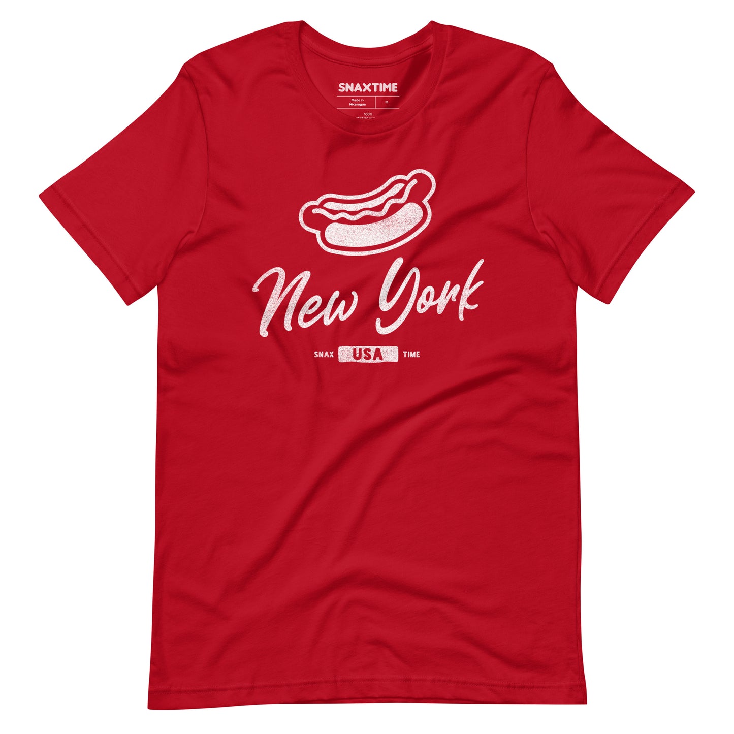 Red New York City Hot Dog Graphic T-Shirt by Snaxtime